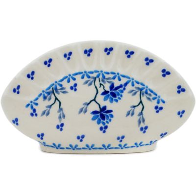 Polmedia Polish Pottery Napkin Holder - Blue Grapevine Pattern Handmade in Boleslawiec Poland by Ceramika Artystyczna + Certificate of Authenticity
