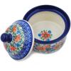 Polmedia Polish Pottery Jar with Lid UNIKAT - Orange Blooms Pattern Handmade in Boleslawiec Poland by Ceramika Artystyczna + Certificate of Authenticity view 2