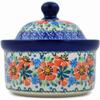 Polmedia Polish Pottery Jar with Lid UNIKAT - Orange Blooms Pattern Handmade in Boleslawiec Poland by Ceramika Artystyczna + Certificate of Authenticity view 3
