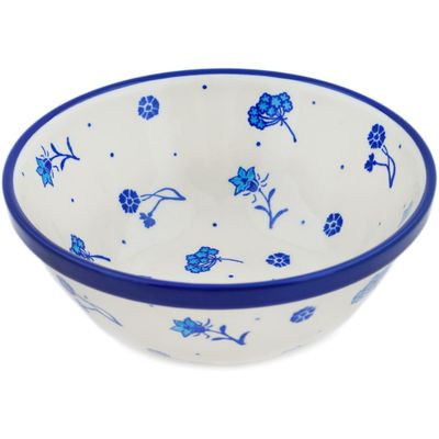 Polmedia Polish Pottery Bowl 6-inch - Go With The Flow Pattern Handmade in Boleslawiec Poland by Ceramika Artystyczna + Certificate of Authenticity