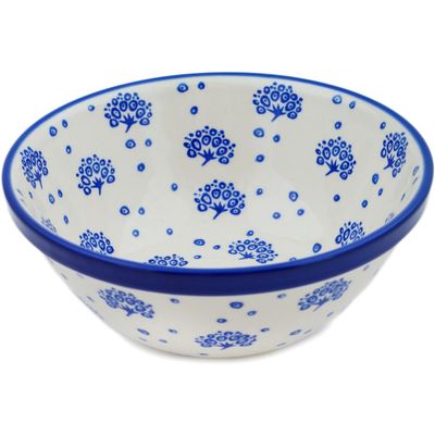 Polmedia Polish Pottery Bowl 6-inch - Peacock Bouquet Pattern Handmade in Boleslawiec Poland by Ceramika Artystyczna + Certificate of Authenticity