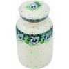 Polmedia Polish Pottery Jar with Lid - Green Flora Pattern Handmade in Boleslawiec Poland by Ceramika Artystyczna + Certificate of Authenticity view 1
