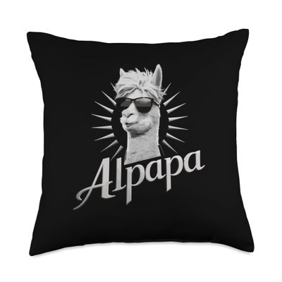 Alpapa Father's Day Lama Best Papa Vintage Alpaka Throw Pillow