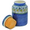 Polmedia Polish Pottery Jar with Lid - Crazy Daisy Pattern Handmade in Boleslawiec Poland by Ceramika Artystyczna + Certificate of Authenticity view 2