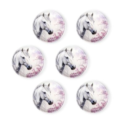 6 Pieces Fridge Magnets Refrigerator Glass Decorative Crystal Magnets for Kitchen Office Whiteboard,Beautiful Horse with Cherry Blossom Lovely