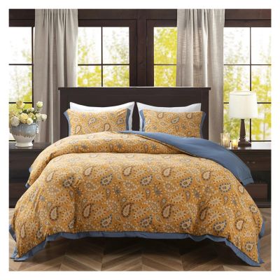 GLAMDIA Bed, V-intage Country Style Queen Size Duvet Cover Set Washed Cotton Linen Bedding 3 Piece Floral Duvet Cover Set King Size, MM-102