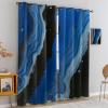 Sea Blue Marble Pattern Blackout Curtains for Bedroom, Golden Abstract Background Texture Window Treatment, Grommet Thermal Insulated Drapes, for Office Kitchen Living Room (52"W x 63"L ) x 2 view 2