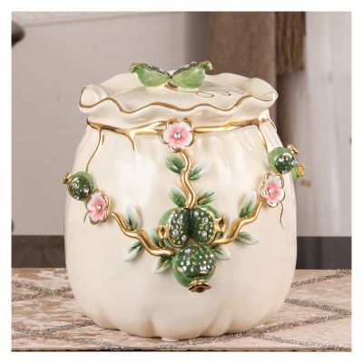 Ceramic Rice Dispenser with Lid, European Style Rice Dispenser, Creative Sealed Kitchen Food Container Cereal Dispensor for Rice, Cereal, Flour, Dry Food