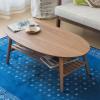 Nightstand Sofa Table Modern Center Table Legs, Movable Walnut Oval Shaped Family Room Furniture, Wooden Coffee Table with Storage Room Couch Side Table(Color:D) view 4