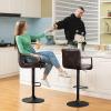 Furniliving Swivel Bar Stools Set of 4, Adjustable Kitchen Counter Height BarStools with Arms, PU Leather Upholstered Bar Chair with Back and Footrest for Dining Room, Kitchen, Pub, Bar (Blackbrown) view 2