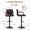 Furniliving Swivel Bar Stools Set of 4, Adjustable Kitchen Counter Height BarStools with Arms, PU Leather Upholstered Bar Chair with Back and Footrest for Dining Room, Kitchen, Pub, Bar (Blackbrown) view 3
