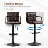 Furniliving Swivel Bar Stools Set of 4, Adjustable Kitchen Counter Height BarStools with Arms, PU Leather Upholstered Bar Chair with Back and Footrest for Dining Room, Kitchen, Pub, Bar (Blackbrown) view 4