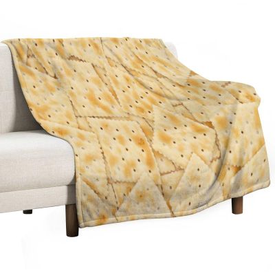 Cracker Blanket Funny Saltine Crackers Realistic Food Print Soft Cozy Lightweight Throw Blanket for Kids Boys Girls Women Men Bedroom Living Room Dorm Chair Sofa Travel 50x60in