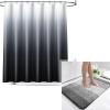 OLANLY Ombre Bath Rug and Shower Curtain, Bath Rug Size 36x24 in Grey and Shower Curtain 72x72 in Black Grey, 2 Item Bundle view 1