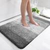 OLANLY Ombre Bath Rug and Shower Curtain, Bath Rug Size 36x24 in Grey and Shower Curtain 72x72 in Black Grey, 2 Item Bundle view 2