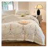 GLAMDIA Bed, European Luxury Embroidery Bedding Set Thread Count Super Soft Elastic Winter Thickened Warmth Velvet Fleece Duvet Cover Set Bed Sheet Pillowcases, King, White, MM-102 view 2