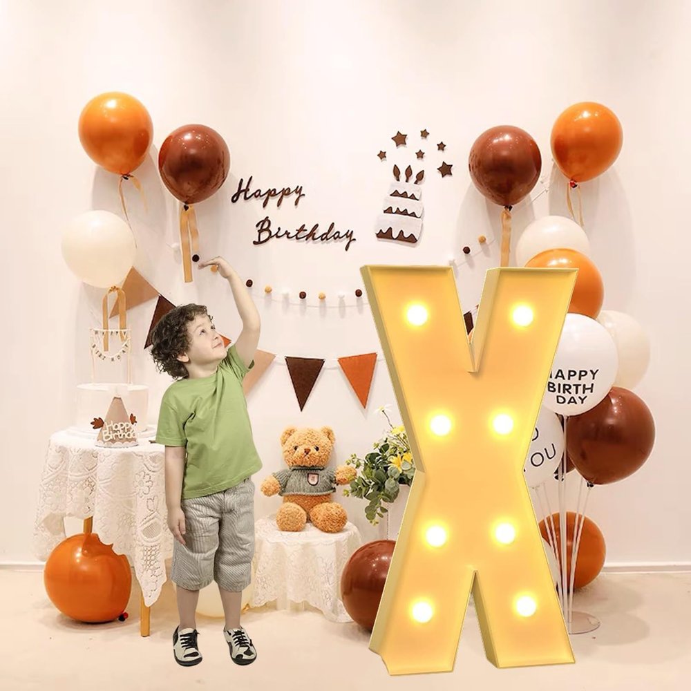 NGEWFGH 120CM/4FT Giant Figure Balloon Filling Box with Lights, 1st Birthday Balloon Number 40 50 60 Balloon Frame Wedding Decor Baby Shower(X)