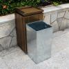 HEAIQI Outdoor Trash Can Indoor/Outdoor Square Trash Can Open Top Large Trash Can Stainless Steel Trash Can with Inner Bucket and Ashtray Kitchen Trash Can, 35*35*72CM view 3