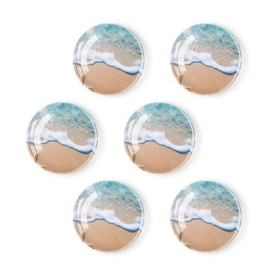6 Pieces Fridge Magnets Refrigerator Glass Decorative Crystal Magnets for Kitchen Office Whiteboard,Funny Starfish Wave Sand Beach Creative