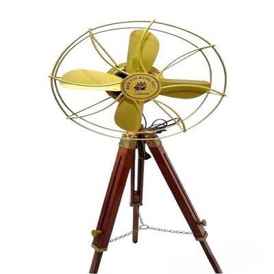 ANTIQUE AURA Electric Antique Floor Standing Royal Navy London Fan Collectible Tripod.
