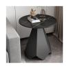 RENEESME Sofa Round Side Table End Table with Sintered Stone Top and Metal Base, Modern Bedside Small Coffee Table for Living Room Bedroom Small Space Sofas for Living Room(Color:Black) view 1