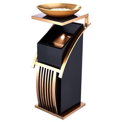 ULTRAWAVE Outdoor Trash Can Outdoor Trash Can Creative Stainless Steel Trash Can with Ashtray Suitable for Office Area Hotel Shopping Mall Street Garbage Can(Color:Gold)