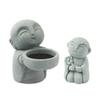 SHIDXIB 2Pcs Buddha Sandstone Statues Zen Monk Buddha Statue Praying Sculptures Ornament for Wealth Good Luck Feng Shui Decor Home Office Car Decoration view 1