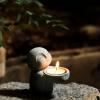 SHIDXIB 2Pcs Buddha Sandstone Statues Zen Monk Buddha Statue Praying Sculptures Ornament for Wealth Good Luck Feng Shui Decor Home Office Car Decoration view 2