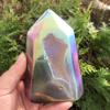 NSIXSURIM Natural Electroplating Geode Agate Point Crystal Stone Tower Geode Agate Obelisk for Home Decoration Crystals and Stones(Size:Light Green) view 2