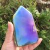 NSIXSURIM Natural Electroplating Geode Agate Point Crystal Stone Tower Geode Agate Obelisk for Home Decoration Crystals and Stones(Size:Light Green) view 4