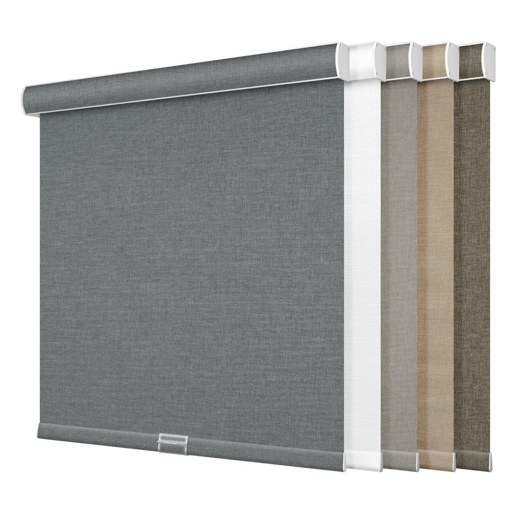HOTSOON Blackout Roller Shades for Windows,Cordless,Linen Fabric,Roller Blinds,Thermal Insulated Fabric UV Protection,Window Blinds for Home,Office,Bedroom,Door,Grey,28" W x 84" H