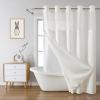 eachope Cream No Hook Waffle Weave Shower Curtain with snap-in Liner Replacement, 230GSM Waterproof Fabric Hotel Shower Curtain Set for Bathroom, Through Mesh Top Window,71Wx74H view 1