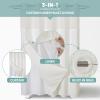 eachope Cream No Hook Waffle Weave Shower Curtain with snap-in Liner Replacement, 230GSM Waterproof Fabric Hotel Shower Curtain Set for Bathroom, Through Mesh Top Window,71Wx74H view 2