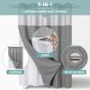 eachope Grey No Hook Waffle Weave Shower Curtain with snap-in Liner Replacement, 230GSM Waterproof Fabric Hotel Shower Curtain Set for Bathroom, Through Mesh Top Window,71Wx74H view 2