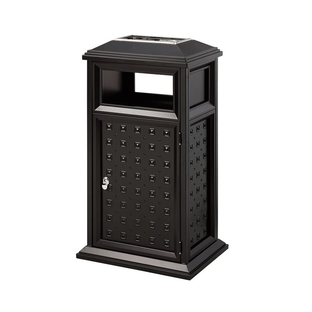 HEAIQI Outdoor Trash Can Outdoor Trash Can Cast Aluminum Long Cylindrical Trash Can with Ashtray Suitable for Office Area Hotel Shopping Malls Kitchen Trash Can(Size:A)