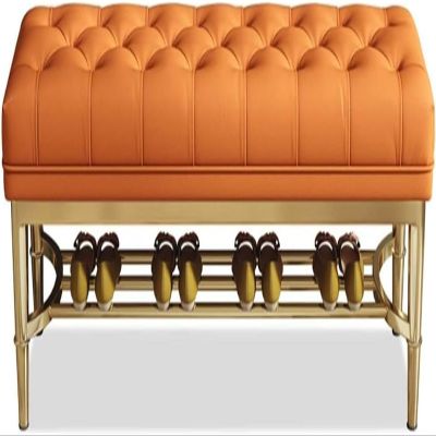 Shoe Storage Bench Shoe Bench Storage Bench End of Bed Bench Shoe Storage Rack Shoe Changing Stool Metal Shelf PU Cushion Bedroom(Size:120cm/47in)