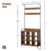 IRCPEN Coat Rack, Hall Tree with Shoe Bench for Entryway, 3-in-1 Shoe Racks With 7 Hooks/9 Shoe Racks/One Hanging Rod 31.5 D x 11.81 W x 70.87 H Antique Brown Black view 2