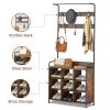 IRCPEN Coat Rack, Hall Tree with Shoe Bench for Entryway, 3-in-1 Shoe Racks With 7 Hooks/9 Shoe Racks/One Hanging Rod 31.5 D x 11.81 W x 70.87 H Antique Brown Black view 3