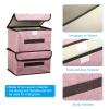 PATIKIL Fabric Collapsible Storage Bin 10.2 x 7.5 x 6.3 Inch, 4 Pcs Foldable Storage Box Cube with Lids and Handle Organizer Container for Home Bedroom Closet Clothes, Pink view 3