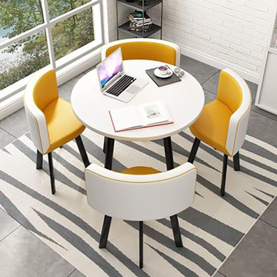 1 Table and 4 Chairs 5 Piece set, Round Furniture Table and Chair Set Round Conference Table, Round Breakfast Bar, Kitchen Dining Table Set for Kitchen, Dinning Room 80x75cm/31.5x29.5in(WxH) #28
