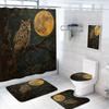 4 Pcs Owl Shower Curtain Set with Rug, Toilet Lid Cover and Bath Mat, Moon Night Birds Wildlife Fantasy Forest Animal Bathroom Decor Sets Accessories with 12 Hooks view 1