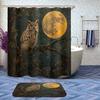 4 Pcs Owl Shower Curtain Set with Rug, Toilet Lid Cover and Bath Mat, Moon Night Birds Wildlife Fantasy Forest Animal Bathroom Decor Sets Accessories with 12 Hooks view 2