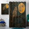 4 Pcs Owl Shower Curtain Set with Rug, Toilet Lid Cover and Bath Mat, Moon Night Birds Wildlife Fantasy Forest Animal Bathroom Decor Sets Accessories with 12 Hooks view 3
