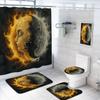 4 Pcs Sun Moon Bathroom Shower Curtain Set with Rugs,Toilet Lid Cover, Bath Mat, Yin and Yang Metaphysics Fantasy Gothic Art Bathroom Shower Curtain with 12 Hooks Accessories Decorative view 1