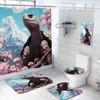 4 Pcs Anime Turtle Shower Curtain Set with Rugs,Toilet Lid Cover, Bath Mat, Blossom Tree Animal Turtle Mountain Bathroom Shower Curtain with 12 Hooks Accessories Decorative view 1