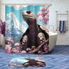 4 Pcs Anime Turtle Shower Curtain Set with Rugs,Toilet Lid Cover, Bath Mat, Blossom Tree Animal Turtle Mountain Bathroom Shower Curtain with 12 Hooks Accessories Decorative view 2