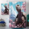 4 Pcs Anime Turtle Shower Curtain Set with Rugs,Toilet Lid Cover, Bath Mat, Blossom Tree Animal Turtle Mountain Bathroom Shower Curtain with 12 Hooks Accessories Decorative view 3