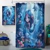 4 Pcs Mermaid Shower Curtain Set with Rug, Toilet Lid Cover and Bath Mat, Sea Ocean Octopus Coral Reef Fish Seashell Bathroom Shower Curtain with 12 Hooks Accessories Decorative view 3