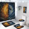 4 Pcs Sun Moon Bathroom Shower Curtain Set with Rug, Toilet Lid Cover and Bath Mat, Sky Fantasy Cool Yin and Yang Shower Curtain with 12 Hooks, Durable Bathroom Decor Set view 1