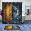 4 Pcs Sun Moon Bathroom Shower Curtain Set with Rug, Toilet Lid Cover and Bath Mat, Sky Fantasy Cool Yin and Yang Shower Curtain with 12 Hooks, Durable Bathroom Decor Set view 2